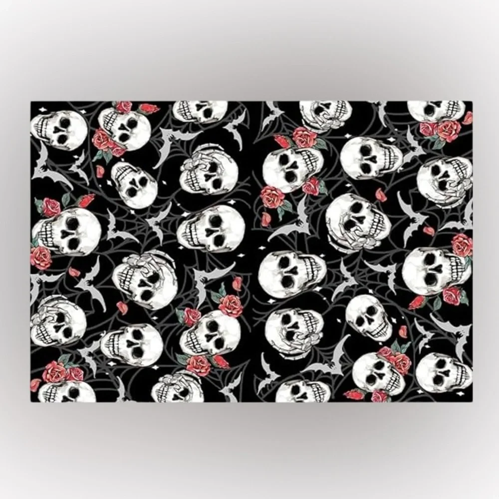NWT Gothic Skull & Roses Hand Towel Set – 2-Pack • Spooky • Goth Decor • Sealed